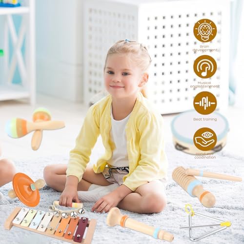Ranqibo Wooden Musical Instruments Set for Toddlers