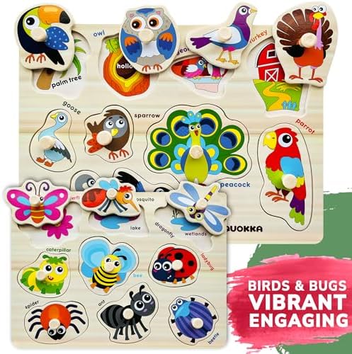 QUOKKA Wooden Toddler Puzzles 6XSET Learning Set