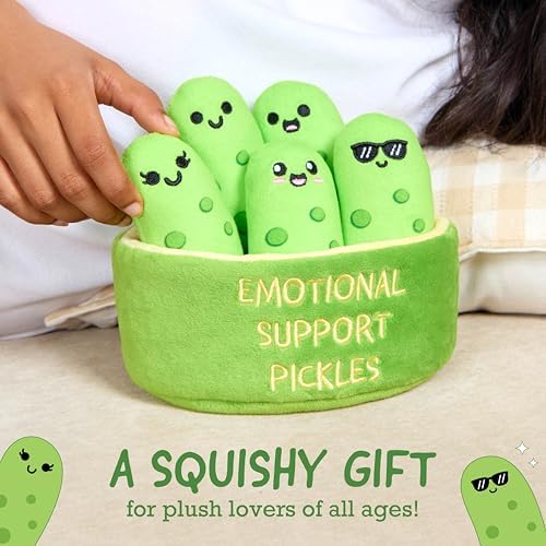 Emotional Support Pickles Plush Set with Basket