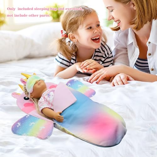 Ferberbears Rainbow Unicorn Doll Sleeping Bag Playset