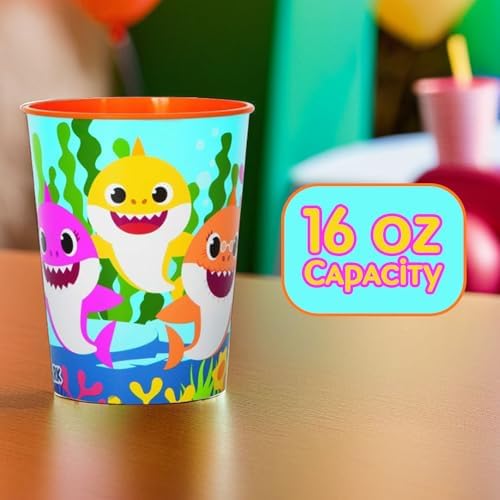 Unique Baby Shark Durable Plastic Stadium Cup - 16 oz 1