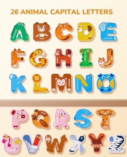 JoyCat Wooden Alphabet Magnets for Toddlers 1