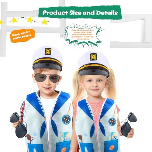 7 Pcs Kids Navy Captain Sailor Costume Set for Halloween Birthday
