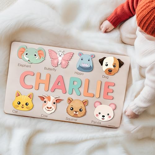 Nevandora Custom Baby Name Animal Puzzle