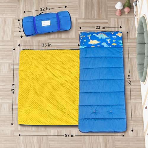 Primlect Toddler Nap Mat with Pillow and Blanket 55x35 Extra Large Sleep Bag