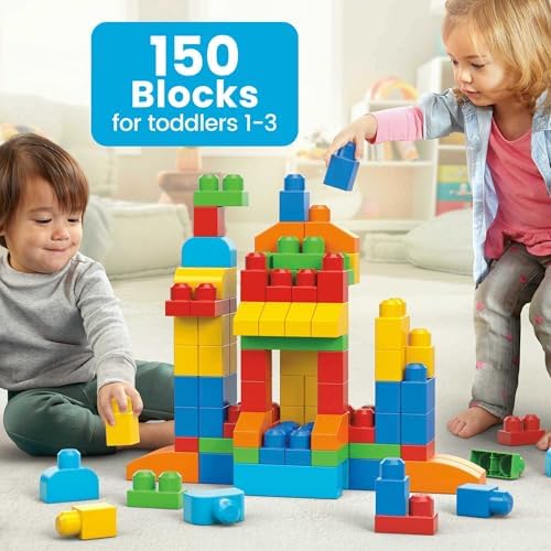 MEGA BLOKS First Builders Building Blocks Set 150 Pieces Blue Ages 1