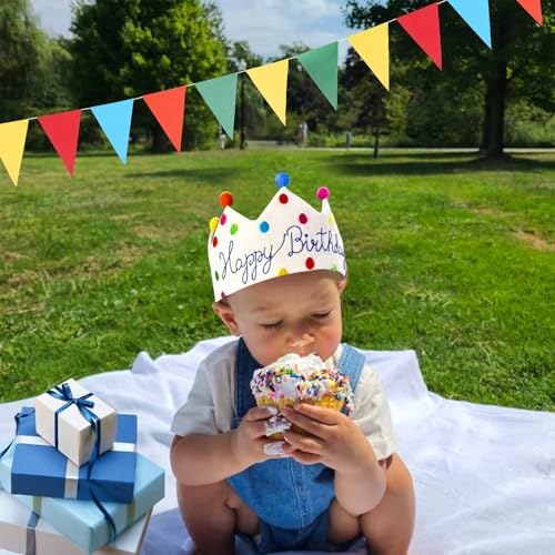 Meygajoe Hand Embroidered Birthday Crown for Kids