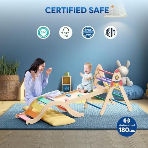 KidsBuddy Pikler Triangle Set with Cushion 9-in-1 1