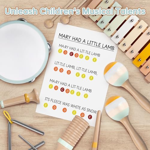 Rmischolar Wooden Music Toy Set for Toddlers 1-3