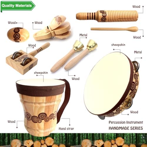 Kallwong Wooden Drum Percussion Set for Kids