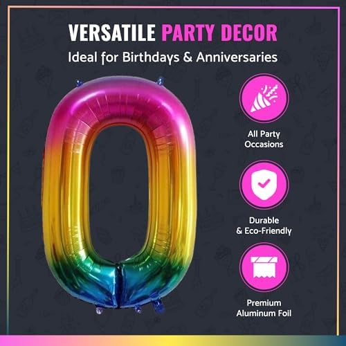 MARYSUN 70 Rainbow Number Foil Balloons for 70th Birthday Party