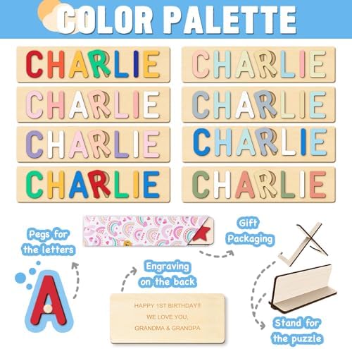 Personalized Name Puzzle with Custom Blessing for Toddlers