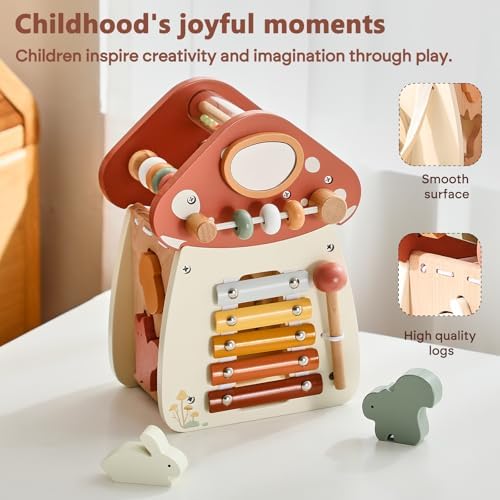 8 in 1 Wooden Activity Cube for Baby and Toddler