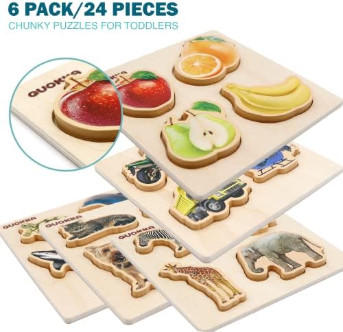 QUOKKA Wooden Peg Puzzles for Toddlers 1-3