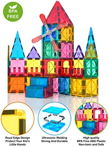 Jasonwell 100pcs Magnetic Tiles Building Blocks Set