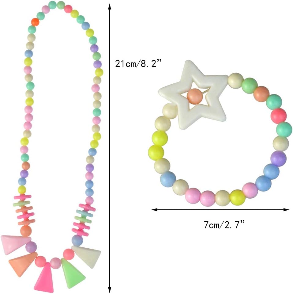 Obmwang 20Pcs Princess Necklace Bracelet Set for Women Costume Jewelry