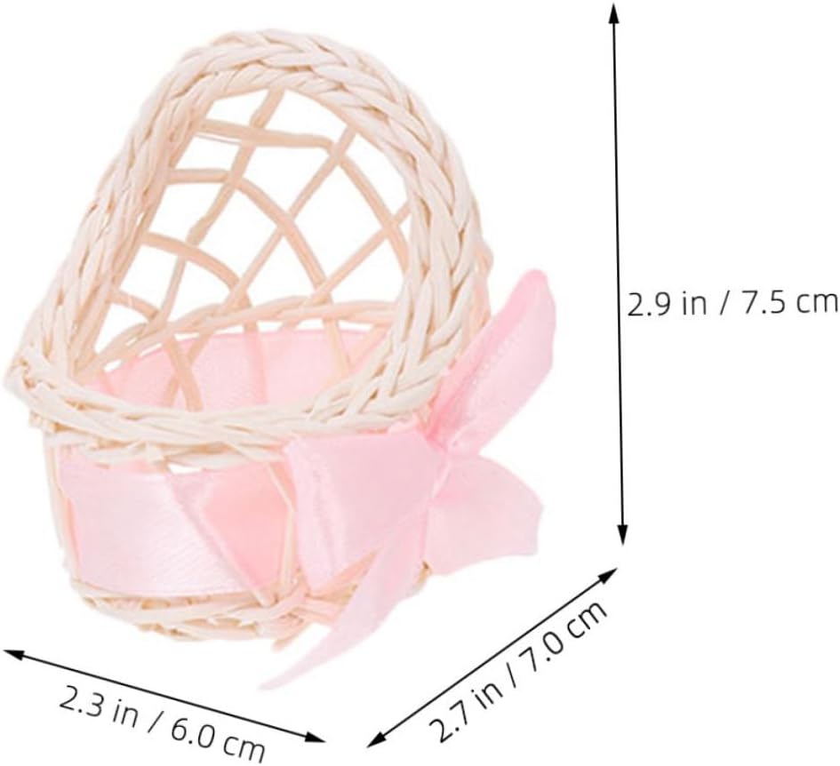 Toddmomy Mini Woven Flower Basket for Dollhouse DIY