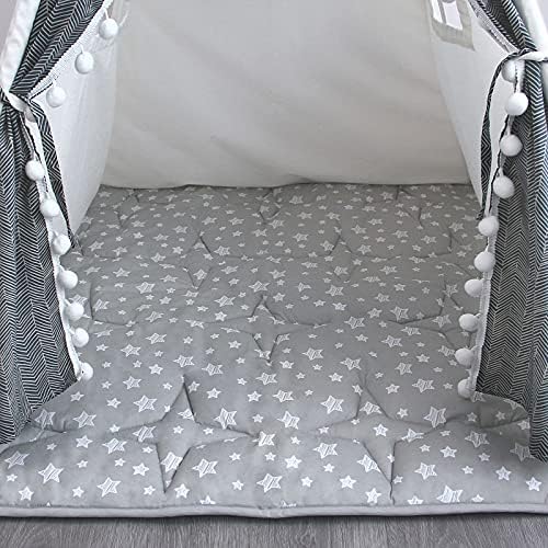 Moonsea Teepee Play Tent Mat 43x43 Quilted Square Pad with Non-Slip Backing