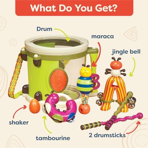 B toys Musical Instruments For Kids Portable Drum Set