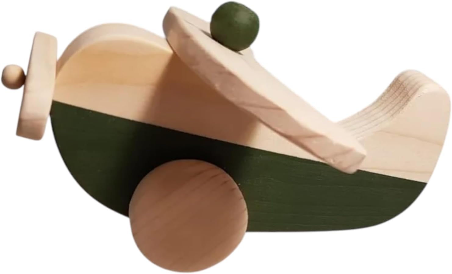 Wooden Airplane Pull Toy for Toddlers Dark Green