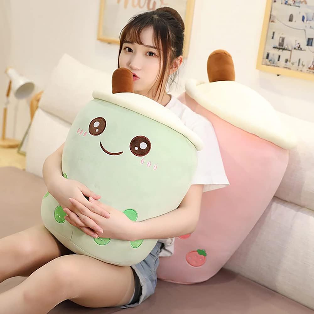 Cute Boba Plushie Pillow with Milk Tea Cup Design
