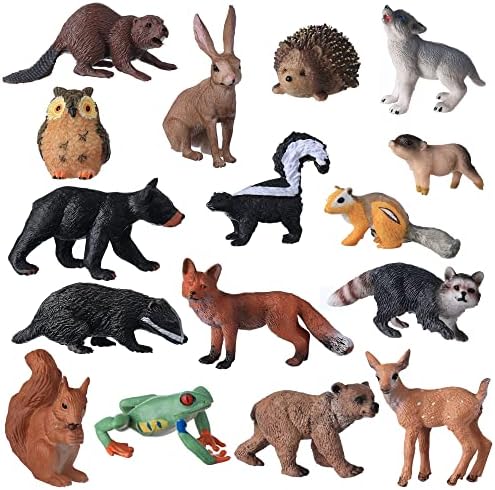 JOKFEICE 16PCS Woodland Animal Figures for Kids