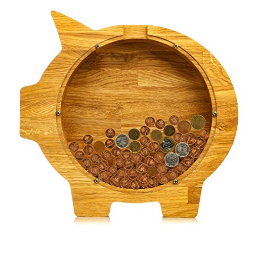 Oak Wood Coin Bank for Kids - Personalized Saving Box