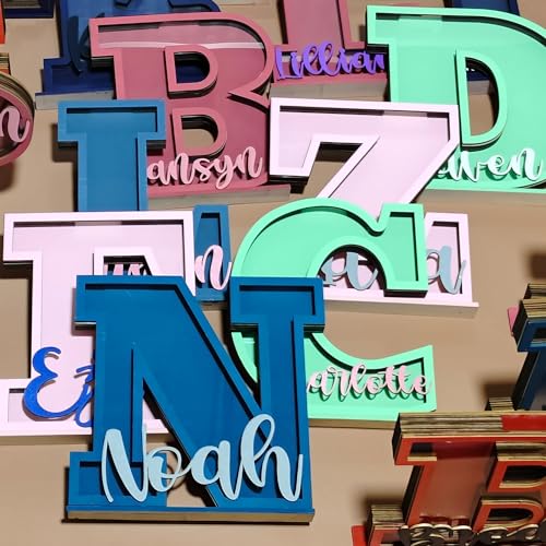 Personalized Name Letter Piggy Bank - 10 Inch Wooden Money Box for Kids