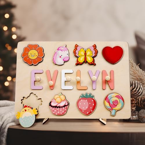Personalized Wooden Name Puzzle for Kids 1 Year Old Boy Girl