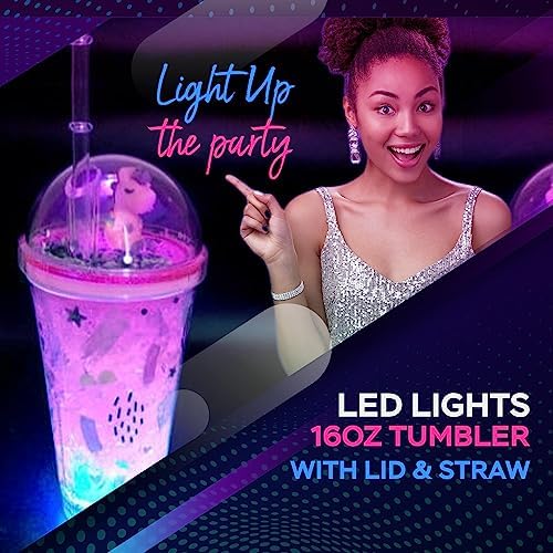 Unicorn LED Light Up Cups with Straw - 16oz Tumbler 1