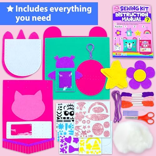 KRAFUN First Sewing Kit for Kids 7 Easy DIY Projects