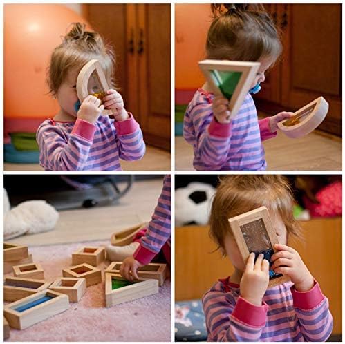 Kvintes Large Wooden Rainbow Blocks 16 Pcs Set