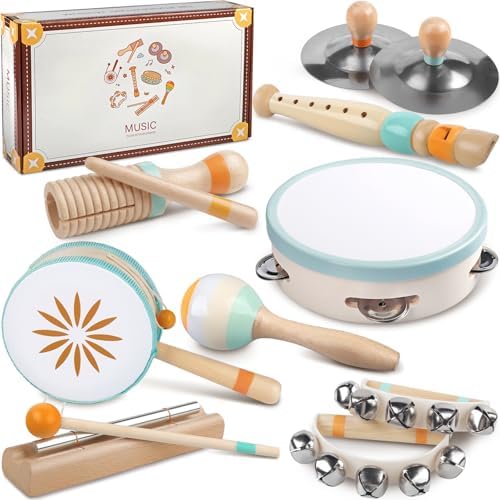 Rmischolar Wooden Musical Instruments Set for Toddlers
