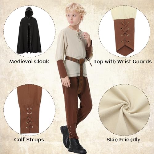 Ezuwail Boys Medieval Viking Costume Set for Halloween and Role Play