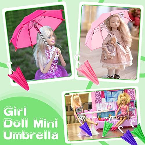 Lenwen 12 Pcs Girl Doll Mini Umbrellas 16 Scale