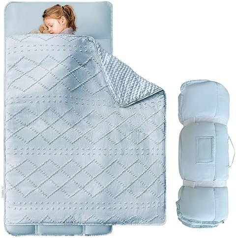 VIVILINEN Tufted Toddler Nap Mat with Pillow for Kids