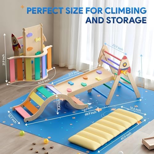 KidsBuddy Pikler Triangle Set with Cushion 9-in-1 1