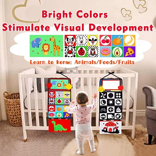 Thremhoo Tummy Time Mirror Toy with Crinkle Book