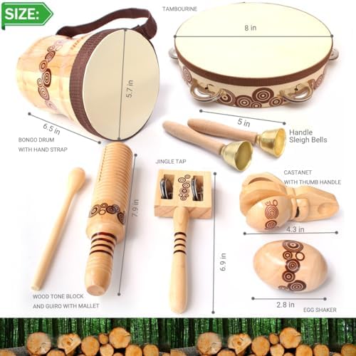 Kallwong Wooden Drum Percussion Set for Kids