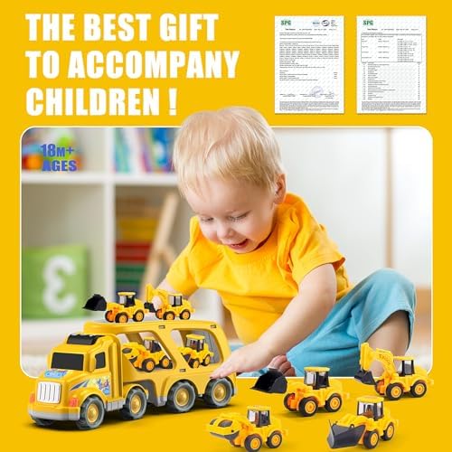 Veslier 5 in 1 Construction Truck Toy for Kids 1-6 Years