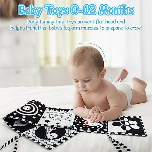 Cawgug High Contrast Baby Book for Tummy Time Development