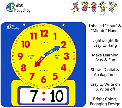 Large Magnetic Teaching Clock for Kids and Schools