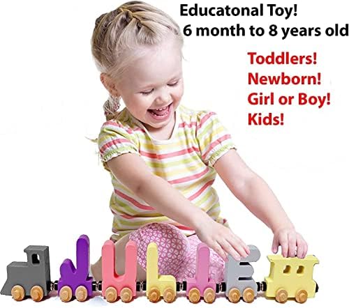 Large Handmade Wooden Name Trains Alphabet Puzzle for Kids