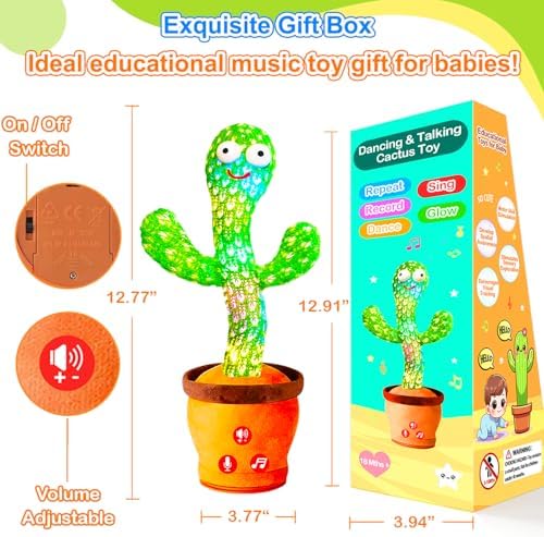 Vitosup Volume Adjustable Talking Cactus Toy for Baby and Toddler