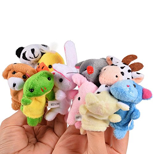 Acekid 10pcs Soft Velvet Animal Finger Puppets for Toddlers