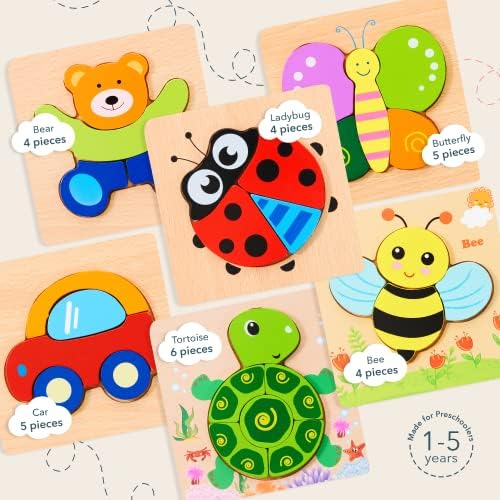 Magifire Wooden Puzzles Set of 6 for Toddlers 1-3 1