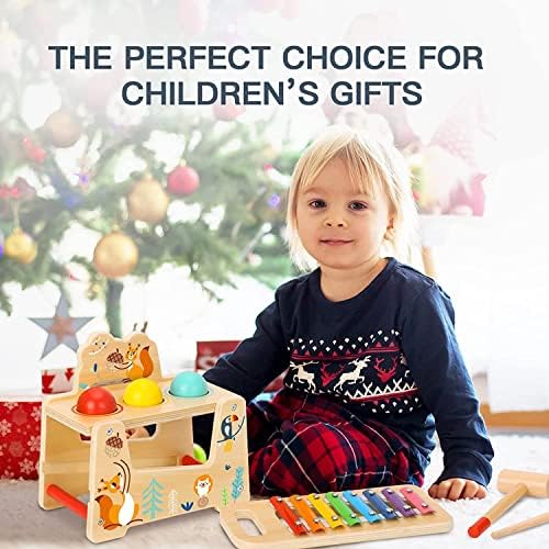 TOOKYLAND 7pcs Pound a Ball Toy with Xylophone