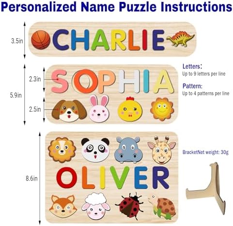 Personalized Name Puzzle for Kids 1 Year Old