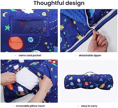 Kids Sleeping Bag Nap Mat with Pillow and Blanket