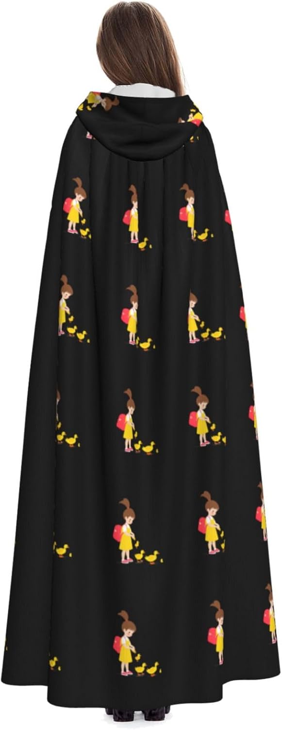 MJHKXLJ Little Girl Feeding Ducklings Hooded Cloak for Halloween